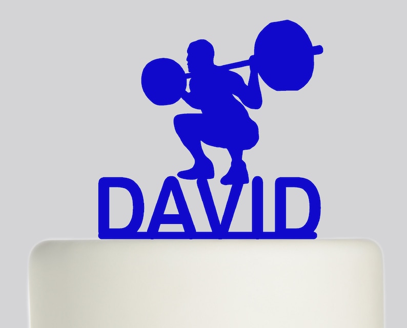 Birthday Cake Topper Custom Cake Topper Happy Birthday Personalised with your Name.267 Weightlifter Weightlifting YOUR NAME Cake Topper