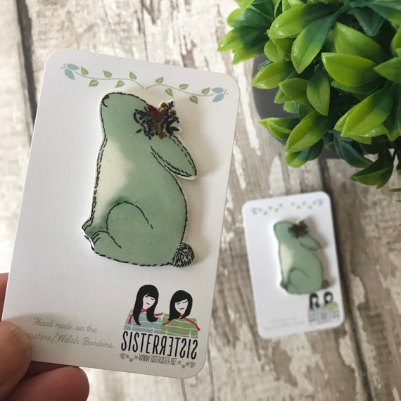 Bunny Pin, Badge, Hand Made, Easter, mothers day, christmas gift, birthday gift, Rabbit Lovers, Bunnies