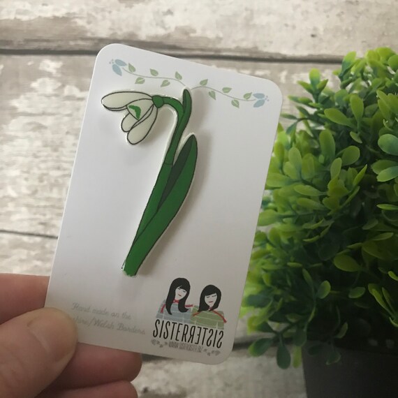 Snowdrop Pin / Badge, Hand Made, mothers day, christmas gift, birthday gift