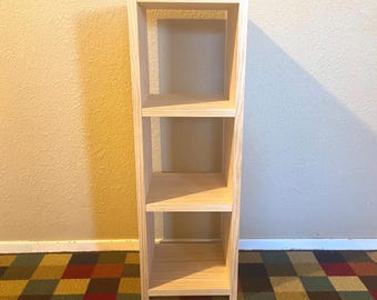 30” Assembled Bookshelf, Cottage Farmhouse Modern Small Bookcase, Wooden Storage/Organization Furniture, Unfinished Pine Wood Bookshelf