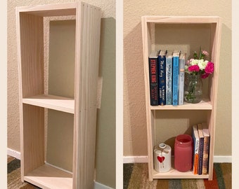 30” Wide Shallow Bookshelf, Assembled Furniture, Small Cottage/Farmhouse/Modern Bookcase, Unfinished Pine Wood Bookshelves, Small Storage