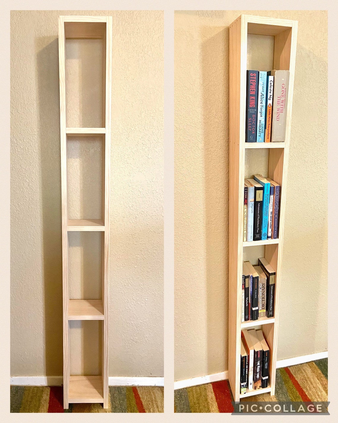 57 Tall Narrow Bookshelfassembledwooden Etsy
