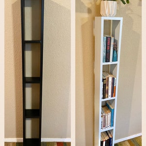 57” Tall Narrow Bookshelf, Assembled Cottage/Farmhouse/Modern Bookcase, Custom Painted Furniture, Wooden Bookshelf Decor