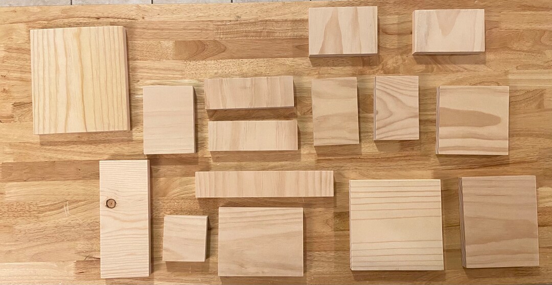 Pine Wood Blocks, Multidimensional Unfinished Wooden Blocks, Craft
