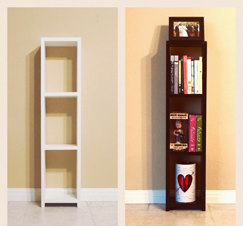 3FT Narrow Bookshelf Assembled Wooden Bookcase Etsy