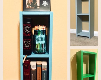 2FT Assembled Narrow Painted Small 2-Tier Bookshelf/Bookcase, Cottage Farmhouse Pine Wood Storage Bookcase, Colorful Painted Furniture