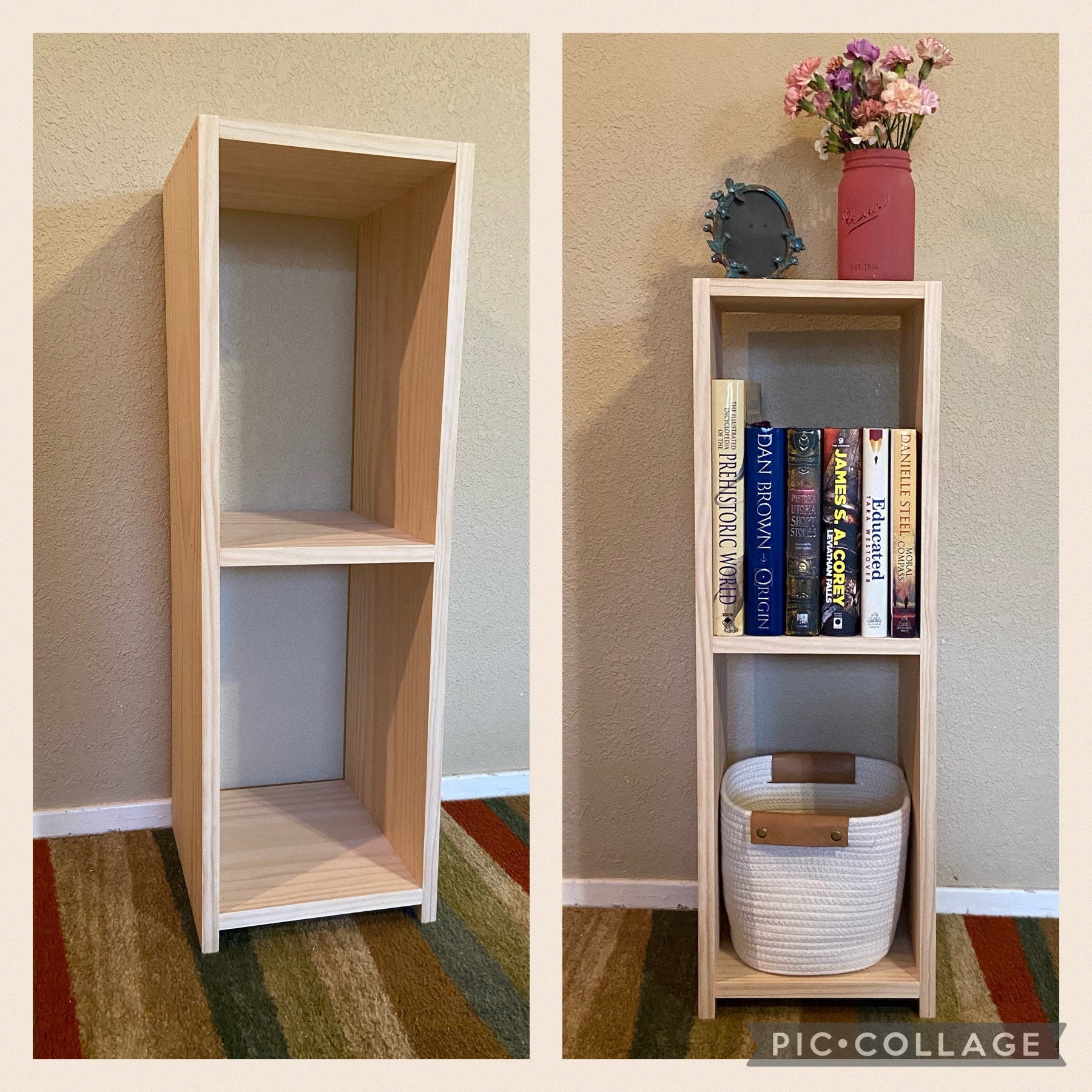 34 Narrow Deep Bookshelfassembledcottage/farmhousenatural Etsy