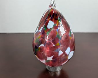 Vintage Blown Glass Teardrop Ornament 5"