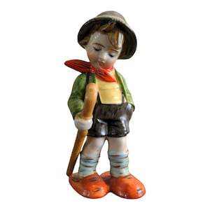 Boy with Cane Hiking Boy Figurine “Made in Occupied Japan” 6.5” Figurine