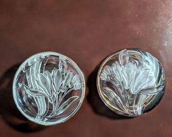 Two Vintage Studio Nova French Iris Floral Candy Dishes Trinket Dishes