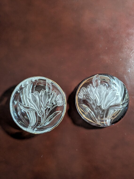 Two Vintage Studio Nova French Iris Floral Candy Dishes Trinket Dishes