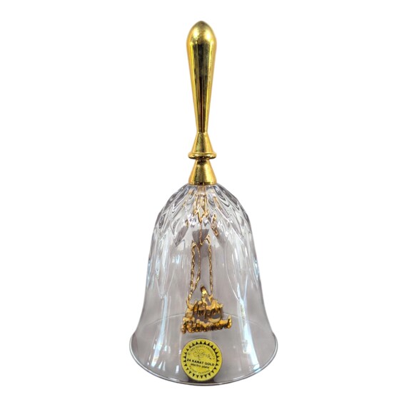 Vintage Gerity Crystal Bell: 24K Gold Electroplate, Retirement Gift