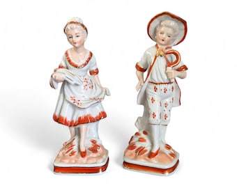 Vintage Porcelain Colonial Figurines Pair Man Woman Made in Japan
