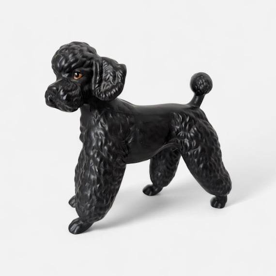 Vintage Black Poodle Figurine - Mid-Century Japan Ceramic   - MCM Dog Statue