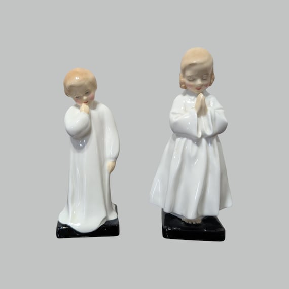 RARE Royal Doulton "Darling" HN1983 & "Bedtime" HN1978 Figurine Pair-Praying Children Figurines