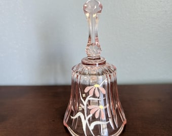 Vintage Fenton Hand-Painted Pink Floral Bell
