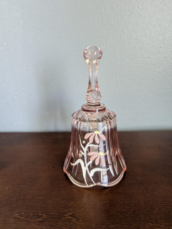 Vintage Fenton Hand-Painted Pink Floral Bell
