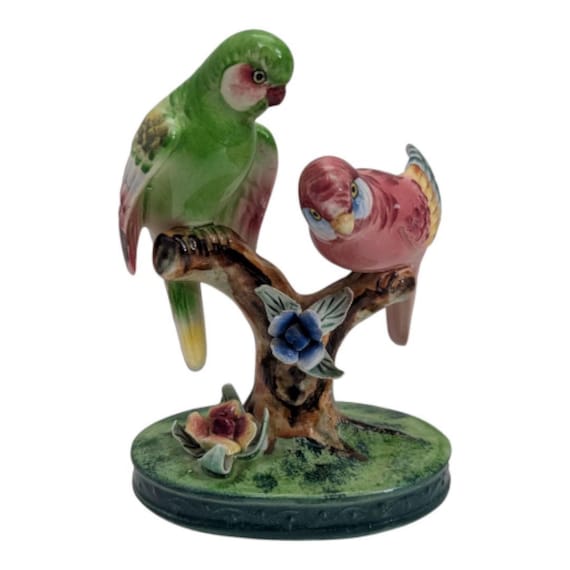 Vintage Italian Ceramic Bird Figurine, Capodimonte Style, Hand Painted