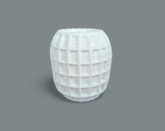 Rare Vintage Fenton White Windowpane Vase Mid Century Modern Art Glass