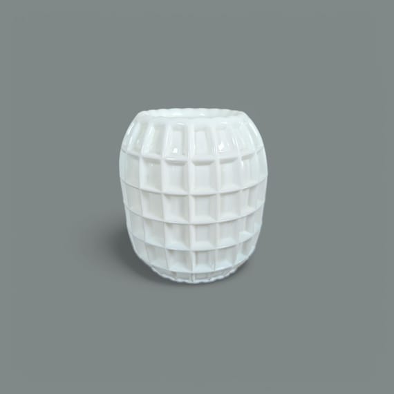Rare Vintage Fenton White Windowpane Vase Mid Century Modern Art Glass