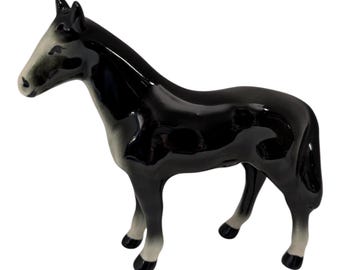 Vintage Black Ceramic Horse Figurine