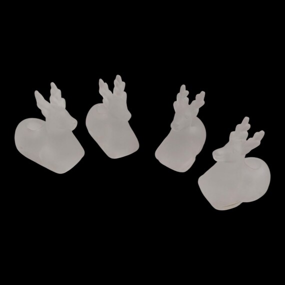 Williams-Sonoma Frosted Glass Reindeer Candle Holders, Set of 4