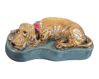 Vintage Dog Figurine Miniature Bloodhound Chalkware Dog