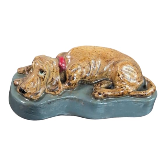 Vintage Dog Figurine Miniature Bloodhound Chalkware Dog