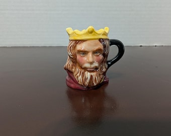King Arthur Miniature Character Jug - Franklin Mint P. Jackson Tiny Toby Mug - Small 1.25” Knight Figurine - Medieval Myths & Legends Decor