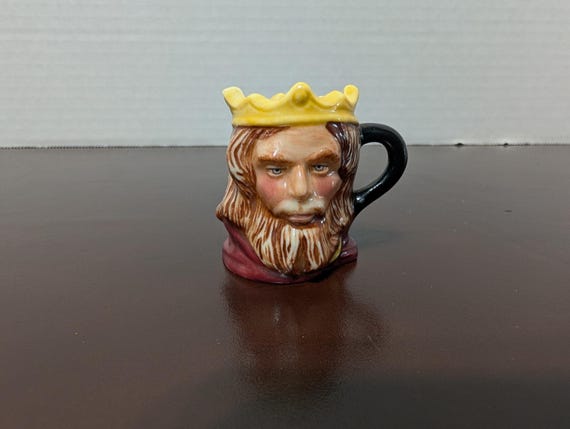 King Arthur Miniature Character Jug - Franklin Mint P. Jackson Tiny Toby Mug - Small 1.25” Knight Figurine - Medieval Myths & Legends Decor