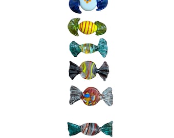 Mid-Century Hand-Blown Art Glass Candies - Set of 6