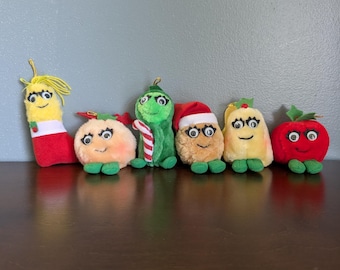 Del Monte Christmas Yumkins Set of 6 Plush Fruit Vegetable Ornaments