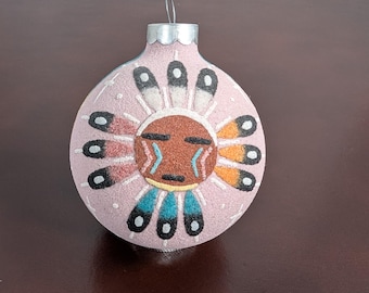 Vintage Native American Navajo Deraldson Dez 1993 Sand Painted Ornament