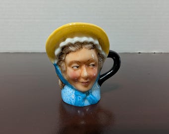 Vintage 1982 Moll Flanders Miniature Toby Mug - Franklin Porcelain Literary Characters Series - Hand Painted Tiny Character Jug