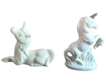 Vintage Porcelain Unicorn Figurine Pair