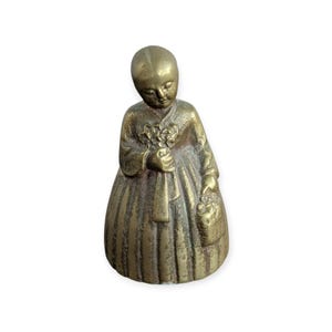 Charming Vintage Figural Brass Lady Dinner Bell - Victorian Era Collectible - Unique Gift- Brass Bell