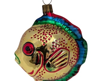 Vintage German Blown Glass Gold Fish Ornament