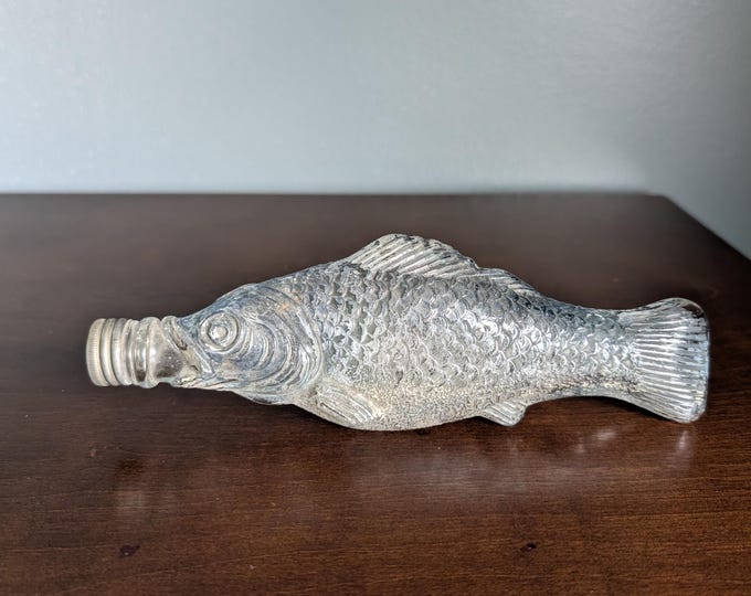 Featured listing image: Antique Fish Flask Foust Distillery Glen Rock PA Clear Glass Whiskey Bottle Figural 1890s