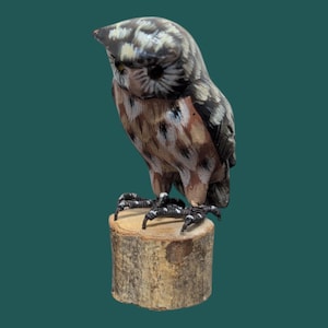 Hand Carved Wooden Owl Figurine - Rustic Home Decor - Hand Painted Bird Sculpture-Artisan Wood Carving- Wood Sculpture Art