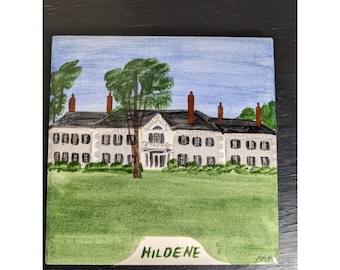 Hand Painted Hildene House Art Tile: Lincoln Family Studio, Vintage Decor