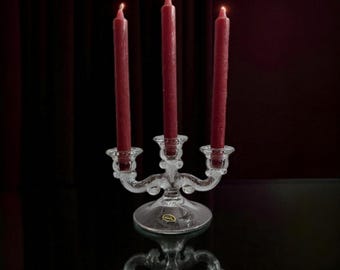 Vintage Cambridge Glass Candelabra, Elegant 3-Light Scroll Candle Holder