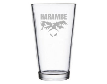 #RIPHarambe Harambe Etched Shot Glass Gorilla Shots for Harambe Memorial RIP Harambe Shot Glass