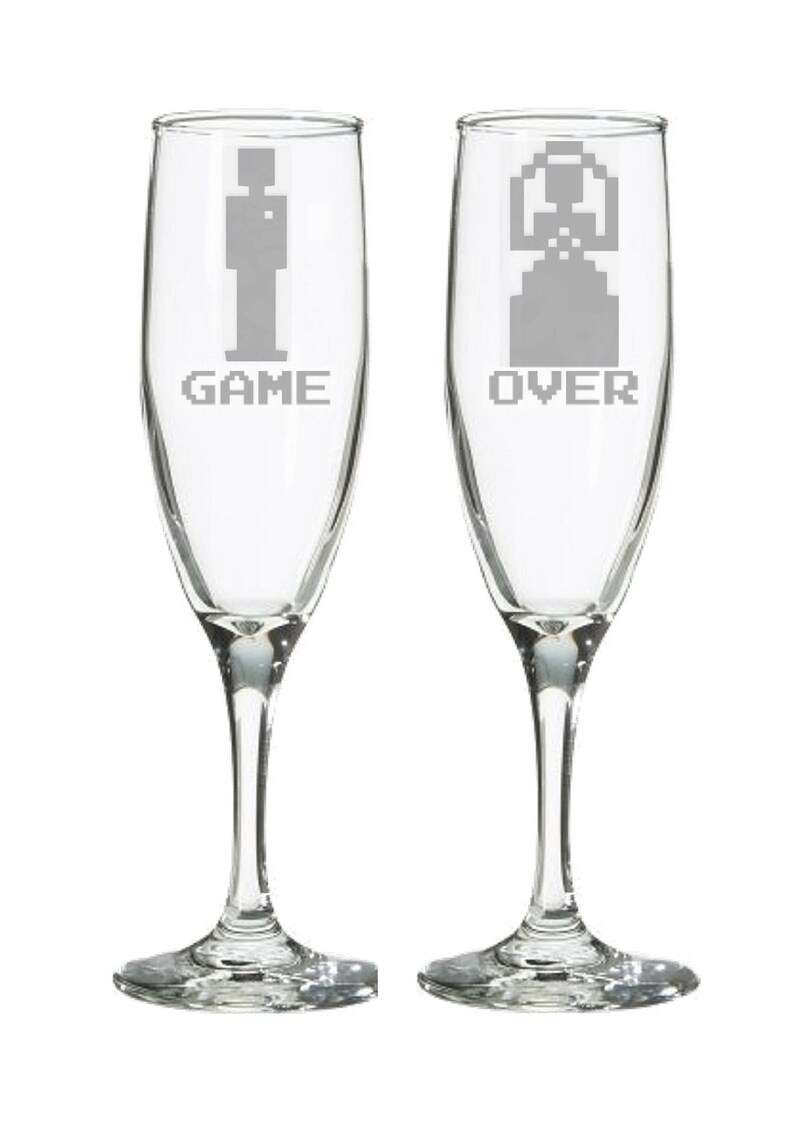 Game Over Gamer Wedding Champagne Flutes Toasting Glasses Etsy