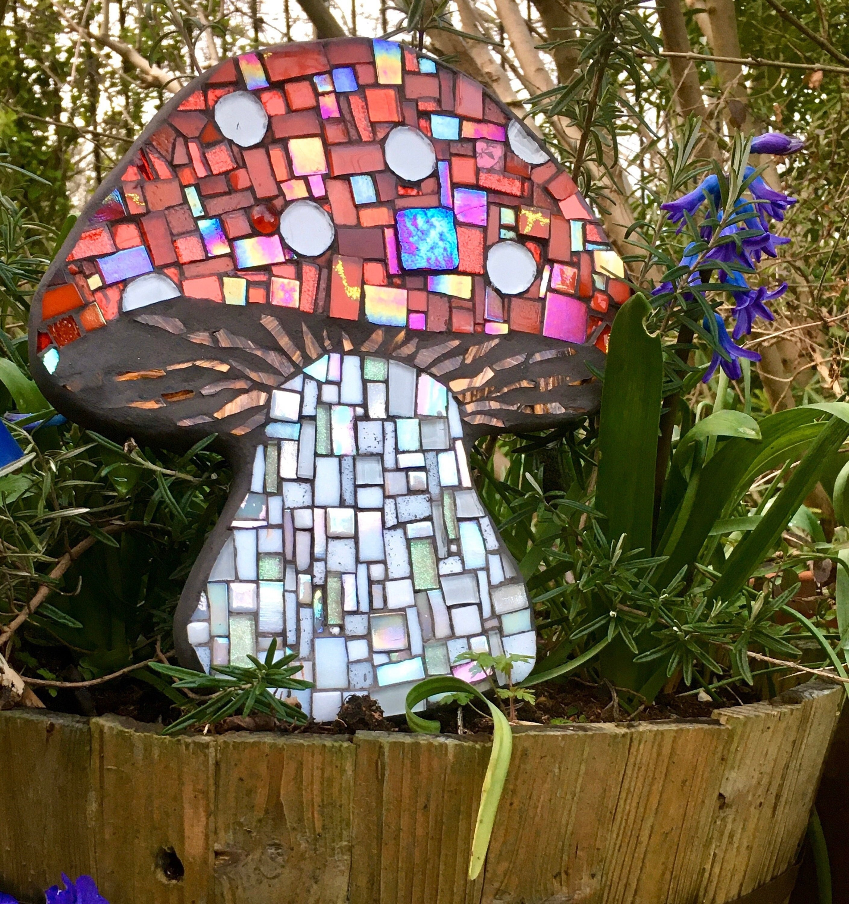 Torn Construction Paper Mosaic Mushroom Art
