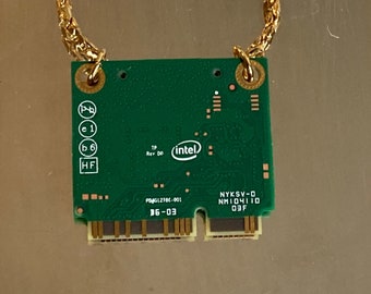 Recycled Upcycled Computer Circuit Pendant / 20 Inch 14K GF Chain / Technocore Cyber Punk Y2K Style