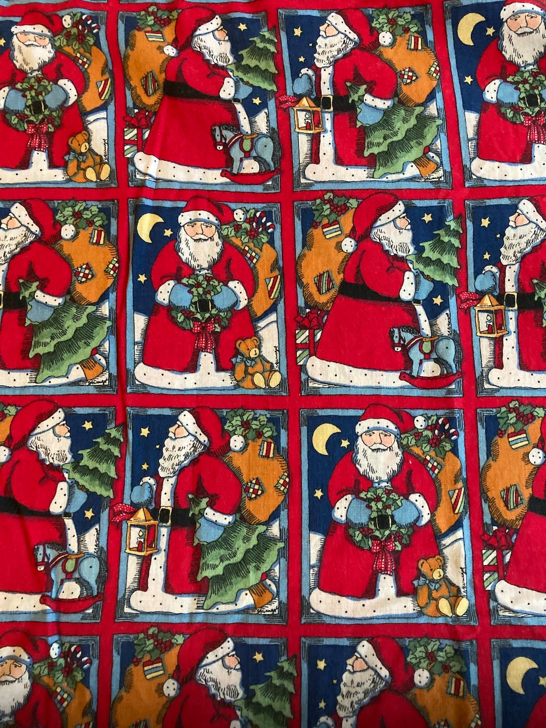 Handmade Christmas Print Pillow Case / Standard Size / Red Background