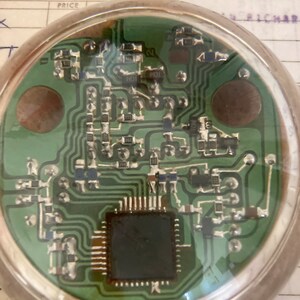 Upcycled Circuit Board Paperweight / From Computer Mouse / Round Glass ...