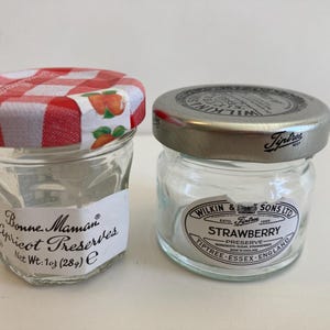 Upcycled Mini Jelly Jars: Bonne Maman & Wilkin, Farmhouse Storage, Set of 5