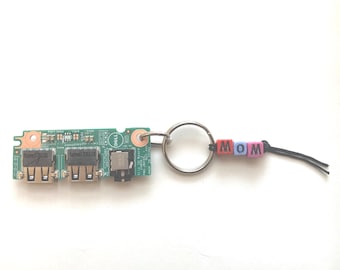 Handmade Upcycled Recycled Real Circuit Board Personalized Key Chain