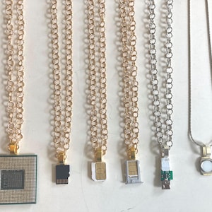 Upcycled Real Circuit Board or Cell Phone Part Pendant Necklace: Technocore Cyberpunk Style